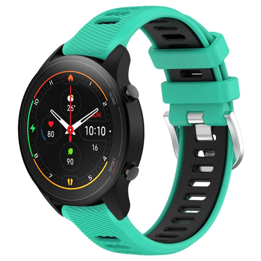 For Xiaomi MI Watch S1 Pro 22mm Sports Two-Color Steel Buckle Silicone Watch Band(Lake Blue+Black) - Smart Wear by PMC Jewellery | Online Shopping South Africa | PMC Jewellery