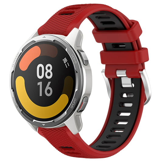 For Xiaomi Watch S1 Active 22mm Sports Two-Color Steel Buckle Silicone Watch Band(Red+Black) - Smart Wear by PMC Jewellery | Online Shopping South Africa | PMC Jewellery