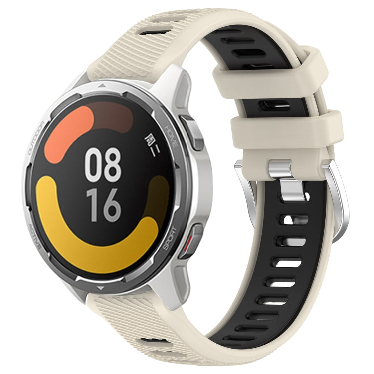 For Xiaomi Watch S1 Active 22mm Sports Two-Color Steel Buckle Silicone Watch Band(Starlight+Black) - Smart Wear by PMC TechLife | Online Shopping South Africa | PMC TechLife