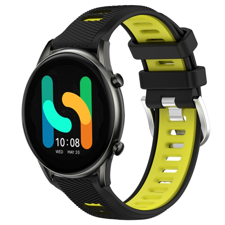 For Xiaomi MI Watch Color 22mm Sports Two-Color Steel Buckle Silicone Watch Band(Black+Lime Green) - Smart Wear by PMC Jewellery | Online Shopping South Africa | PMC Jewellery