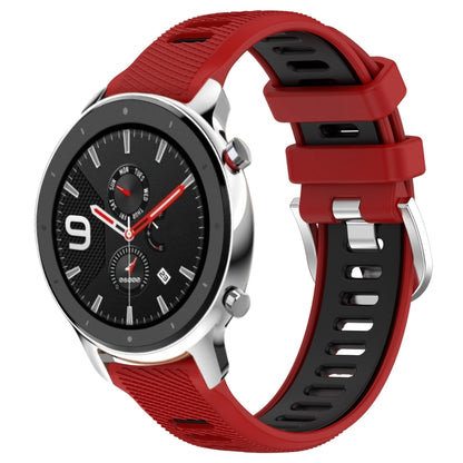 For Amazfit GTR 4 Pro 22mm Cross Texture Two Color Silicone Steel Buckle Watch Band(Red+Black) - Smart Wear by PMC Jewellery | Online Shopping South Africa | PMC Jewellery