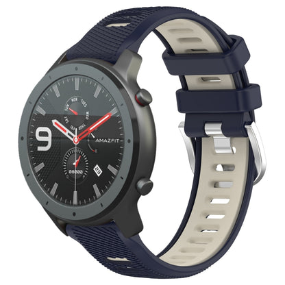 For Amazfit GTR 47mm 22mm Cross Texture Two Color Silicone Steel Buckle Watch Band(Midnight Blue + Starlight) -  by PMC Jewellery | Online Shopping South Africa | PMC Jewellery