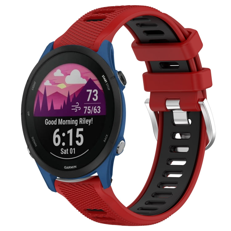 For Garmin Forerunner 255 22mm Sports Two-Color Steel Buckle Silicone Watch Band(Red+Black) - Smart Wear by PMC Jewellery | Online Shopping South Africa | PMC Jewellery