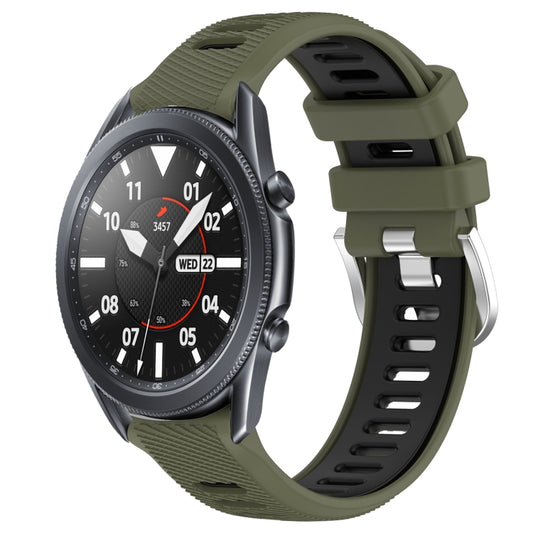 For Samsung Galaxy Watch3 45mm 22mm Sports Two-Color Steel Buckle Silicone Watch Band(Army Green+Black) - Smart Wear by PMC Jewellery | Online Shopping South Africa | PMC Jewellery