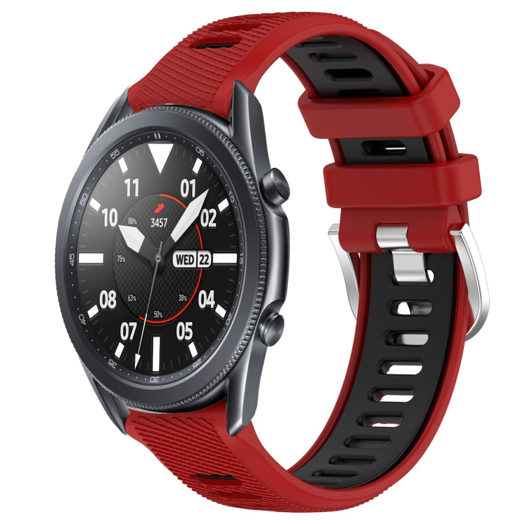 For Samsung Galaxy Watch3 45mm 22mm Sports Two-Color Steel Buckle Silicone Watch Band(Red+Black) - Smart Wear by PMC Jewellery | Online Shopping South Africa | PMC Jewellery