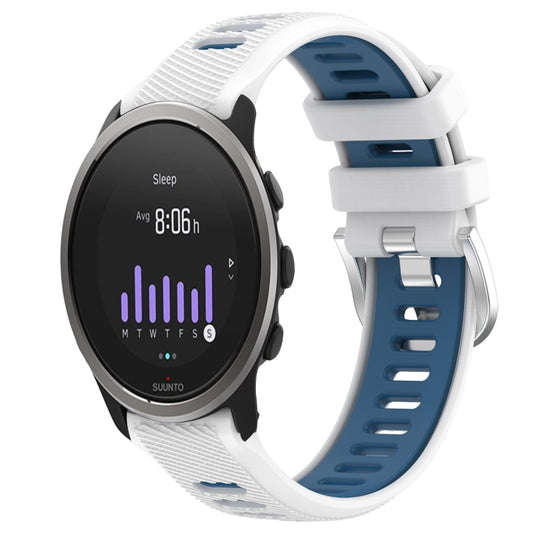 For SUUNTO 5 Peak 22mm Sports Two-Color Steel Buckle Silicone Watch Band(White+Blue) - Smart Wear by PMC Jewellery | Online Shopping South Africa | PMC Jewellery