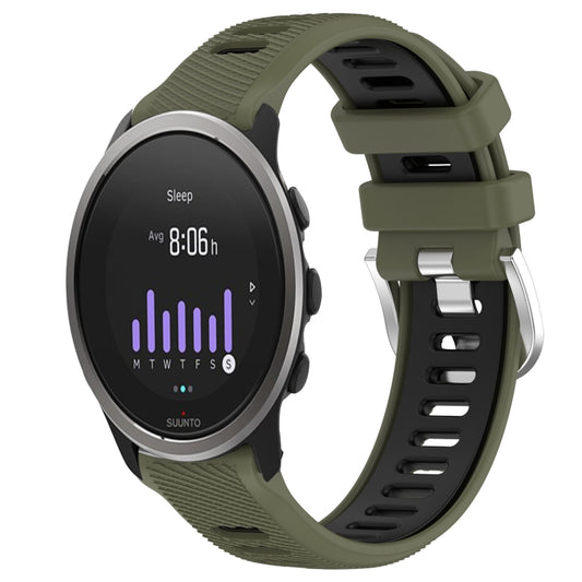 For SUUNTO 5 Peak 22mm Sports Two-Color Steel Buckle Silicone Watch Band(Army Green+Black) - Smart Wear by PMC Jewellery | Online Shopping South Africa | PMC Jewellery