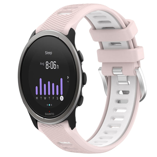 For SUUNTO 5 Peak 22mm Sports Two-Color Steel Buckle Silicone Watch Band(Pink+White) - Smart Wear by PMC Jewellery | Online Shopping South Africa | PMC Jewellery
