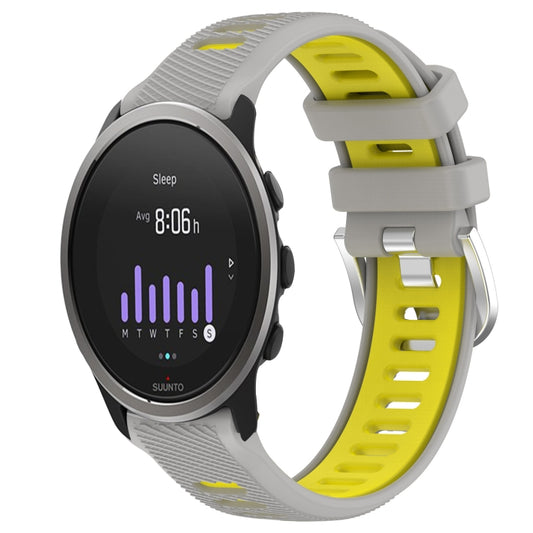 For SUUNTO 5 Peak 22mm Sports Two-Color Steel Buckle Silicone Watch Band(Grey+Yellow) - Smart Wear by PMC Jewellery | Online Shopping South Africa | PMC Jewellery