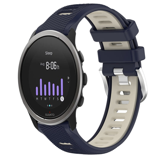 For SUUNTO 5 Peak 22mm Sports Two-Color Steel Buckle Silicone Watch Band(Midnight Blue+Starlight) - Smart Wear by PMC Jewellery | Online Shopping South Africa | PMC Jewellery