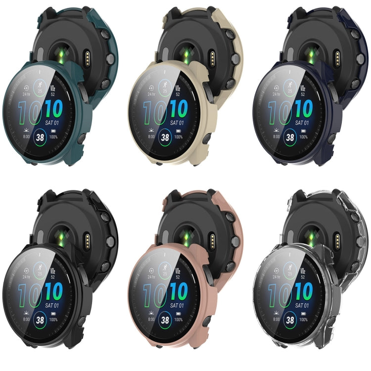 For Garmin Forerunner 965 PC + Toughened Film Integrated Watch Protective Case(Black) - Smart Wear by PMC Jewellery | Online Shopping South Africa | PMC Jewellery