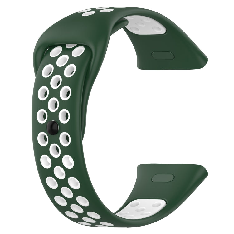 For Redmi Watch 3 Lite Sports Two-Color Silicone Watch Band(Dark Green+White) - Smart Wear by PMC Jewellery | Online Shopping South Africa | PMC Jewellery