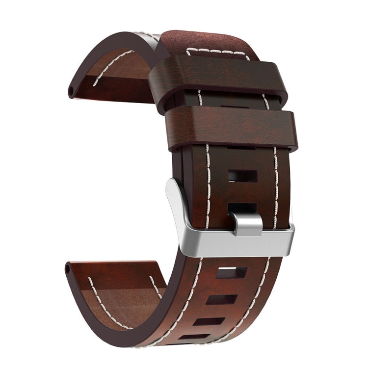 For Garmin Fenix 3 HR 26mm Sewing Leather Steel Buckle Watch Band(Red Brown) - Smart Wear by PMC Jewellery | Online Shopping South Africa | PMC Jewellery