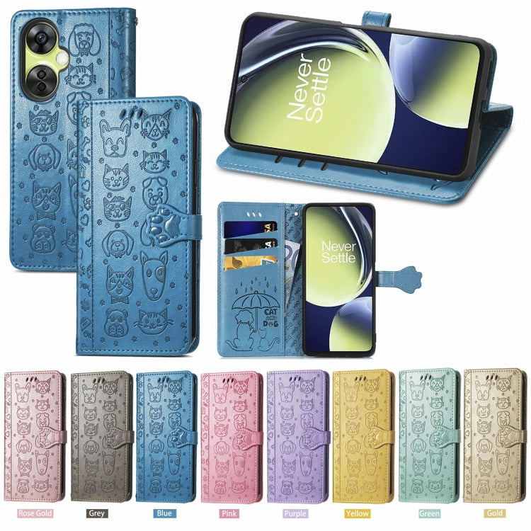 For OnePlus Nord CE 3 Lite Cat and Dog Embossed Leather Phone Case(Gold) - free shipping - PMC TechLife - Order now!