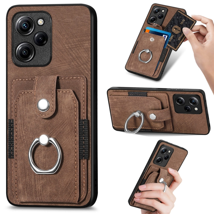 For Xiaomi Poco X5 Pro Retro Skin-feel Ring Card Wallet Phone Case(Brown) - free shipping - PMC TechLife - Order now!