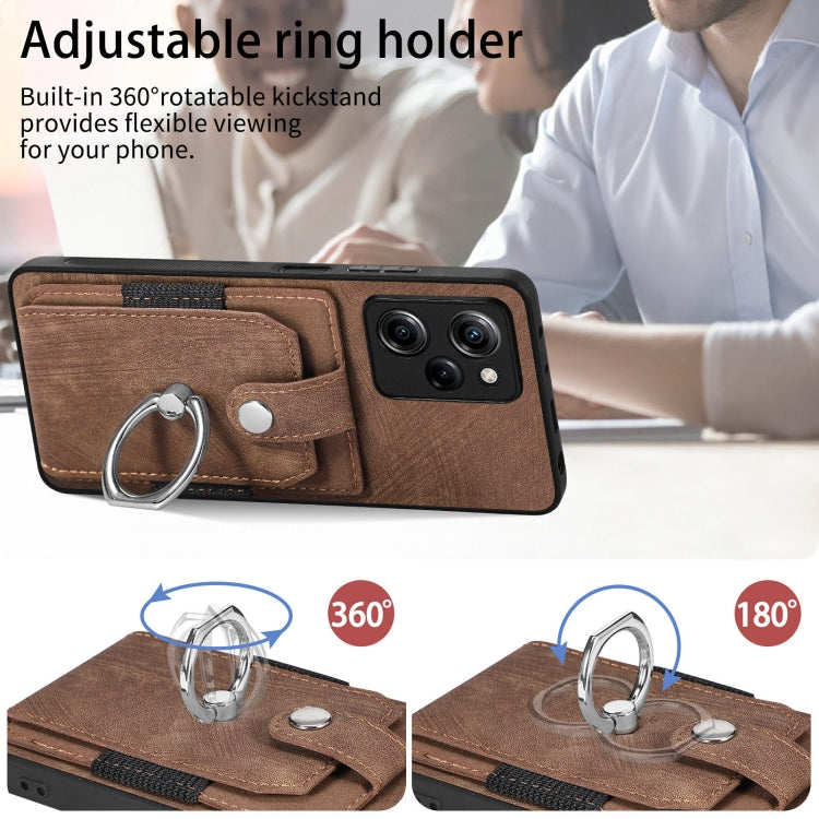 For Xiaomi Poco X5 Pro Retro Skin-feel Ring Card Wallet Phone Case(Brown) - free shipping - PMC TechLife - Order now!