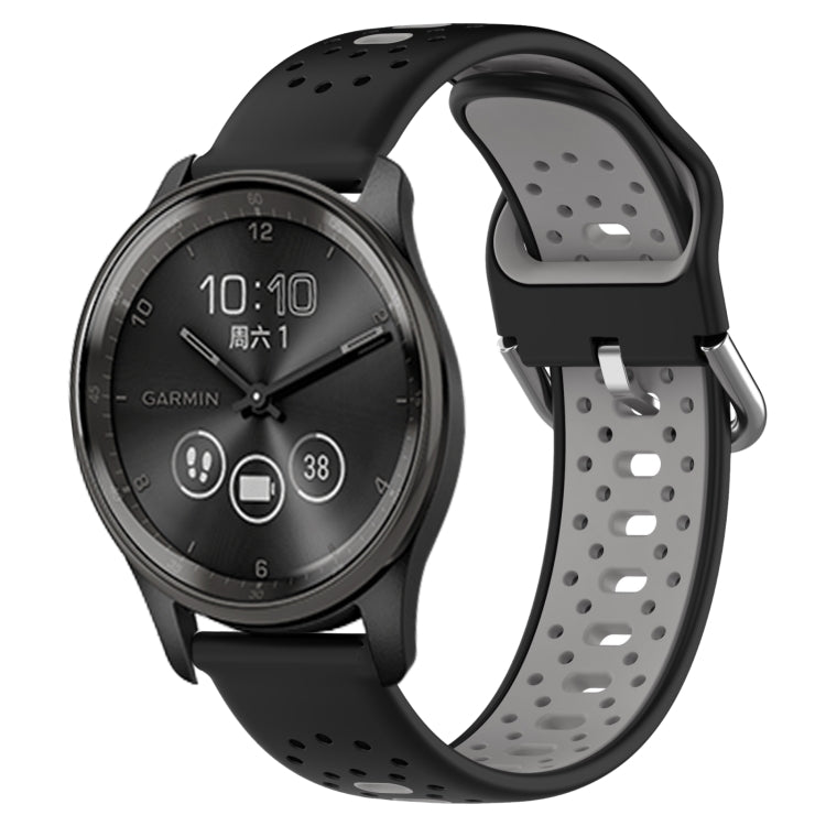 For GarminMove Trend 20mm Breathable Two-Color Silicone Watch Band(Black+Grey) - Watch Bands by PMC TechLife | Online Shopping South Africa | PMC TechLife