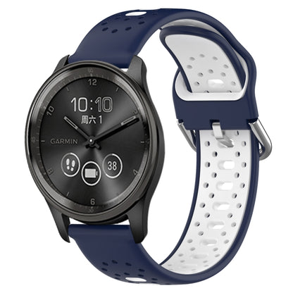 For GarminMove Trend 20mm Breathable Two-Color Silicone Watch Band(Midnight Blue+White) -  by PMC Jewellery | Online Shopping South Africa | PMC Jewellery