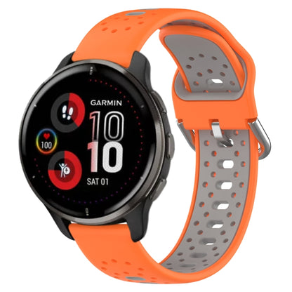 For Garmin Venu 2 Plus 20mm Breathable Two-Color Silicone Watch Band(Orange+Grey) - Watch Bands by PMC Jewellery | Online Shopping South Africa | PMC Jewellery