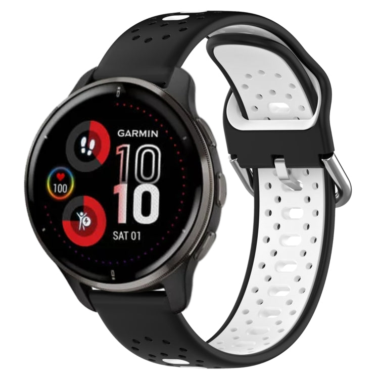 For Garmin Venu 2 Plus 20mm Breathable Two-Color Silicone Watch Band(Black+White) - Watch Bands by PMC TechLife | Online Shopping South Africa | PMC TechLife