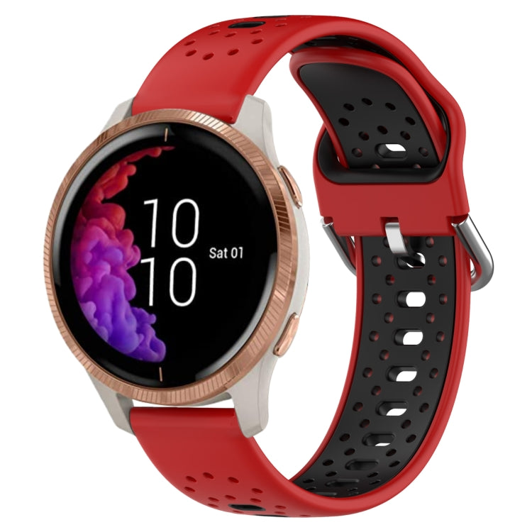 For Garmin Venu 20mm Breathable Two-Color Silicone Watch Band(Red+Black) -  by PMC TechLife | Online Shopping South Africa | PMC TechLife