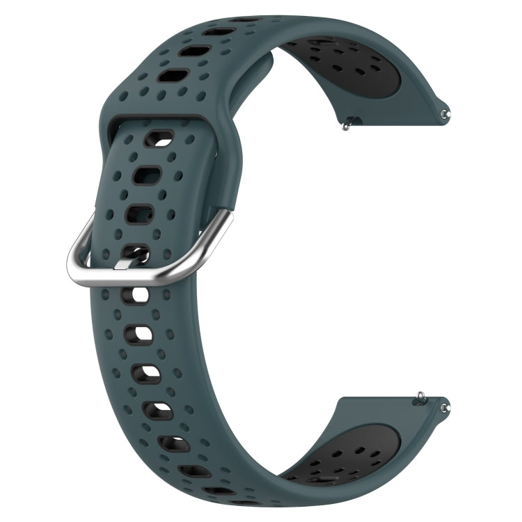 For Garmin Forerunner 245 20mm Breathable Two-Color Silicone Watch Band(Olive Green+Black) - Watch Bands by PMC TechLife | Online Shopping South Africa | PMC TechLife