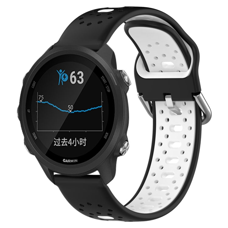 For Garmin Forerunner 245 20mm Breathable Two-Color Silicone Watch Band(Black+White) - Watch Bands by PMC TechLife | Online Shopping South Africa | PMC TechLife