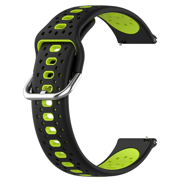 For Garmin Forerunner 245 20mm Breathable Two-Color Silicone Watch Band(Black+Lime Green) - Watch Bands by PMC TechLife | Online Shopping South Africa | PMC TechLife