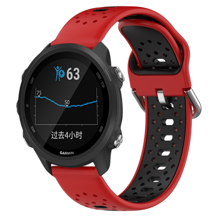 For Garmin Forerunner 245 20mm Breathable Two-Color Silicone Watch Band(Red+Black) - Watch Bands by PMC TechLife | Online Shopping South Africa | PMC TechLife