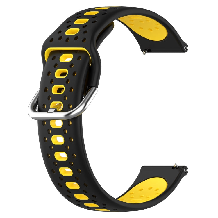 For Garmin Forerunner Sq2 20mm Breathable Two-Color Silicone Watch Band(Black+Yellow) - Watch Bands by PMC TechLife | Online Shopping South Africa | PMC TechLife