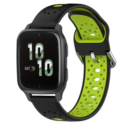 For Garmin Forerunner Sq2 20mm Breathable Two-Color Silicone Watch Band(Black+Lime Green) - Watch Bands by PMC Jewellery | Online Shopping South Africa | PMC Jewellery