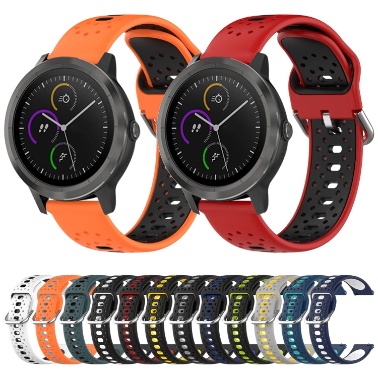 For Garmin Approach S40 20mm Breathable Two-Color Silicone Watch Band(White+Black) - Watch Bands by PMC TechLife | Online Shopping South Africa | PMC TechLife
