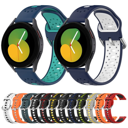 For Samsung  Galaxy Watch 4 Classic 42mm 20mm Breathable Two-Color Silicone Watch Band(Black+Lime Green) - Watch Bands by PMC Jewellery | Online Shopping South Africa | PMC Jewellery