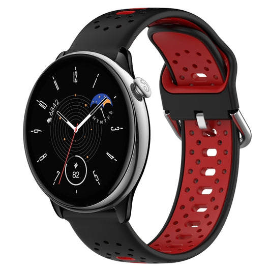 For Amazfit GTR Mini 20mm Breathable Two-Color Silicone Watch Band(Black+Red) - Watch Bands by PMC Jewellery | Online Shopping South Africa | PMC Jewellery