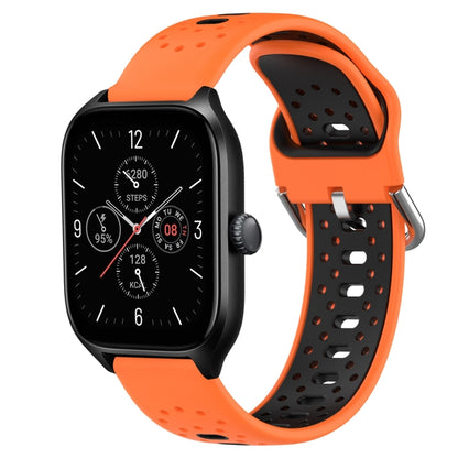 For Amazfit GTS 4 20mm Breathable Two-Color Silicone Watch Band(Orange+Black) - Watch Bands by PMC Jewellery | Online Shopping South Africa | PMC Jewellery