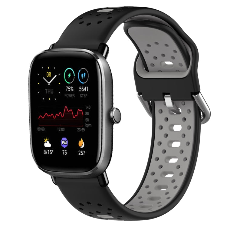 For Amazfit GTS 4 Mini 20mm Breathable Two-Color Silicone Watch Band(Black+Grey) -  by PMC TechLife | Online Shopping South Africa | PMC TechLife