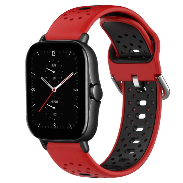 For Amazfit GTS 2E 20mm Breathable Two-Color Silicone Watch Band(Red+Black) -  by PMC TechLife | Online Shopping South Africa | PMC TechLife