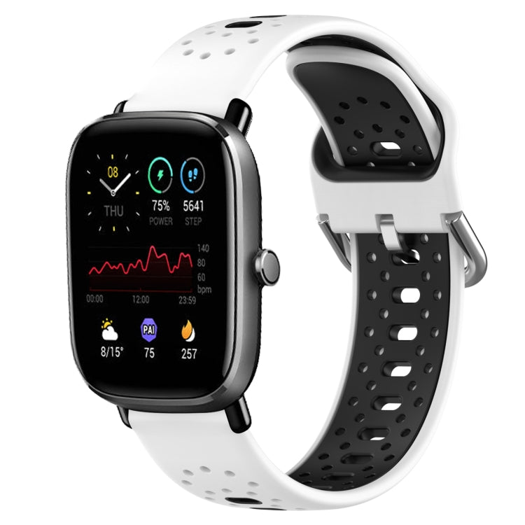 For Amazfit GTS 2 Mini 20mm Breathable Two-Color Silicone Watch Band(White+Black) -  by PMC TechLife | Online Shopping South Africa | PMC TechLife