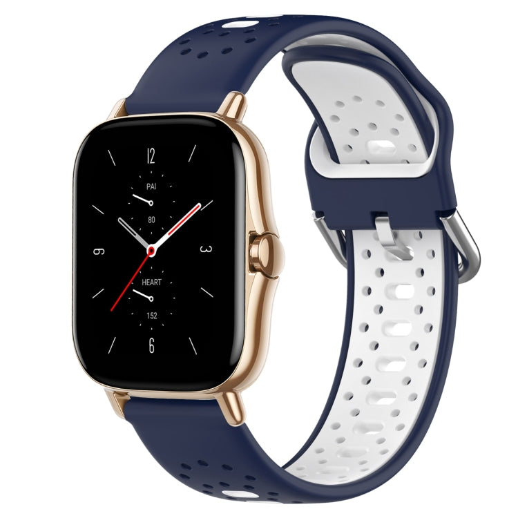 For Amazfit GTS 2 20mm Breathable Two-Color Silicone Watch Band(Midnight Blue+White) -  by PMC TechLife | Online Shopping South Africa | PMC TechLife