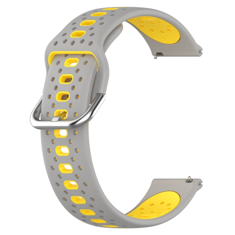 For Amazfit Pop 20mm Breathable Two-Color Silicone Watch Band(Grey+Yellow) - Watch Bands by PMC TechLife | Online Shopping South Africa | PMC TechLife