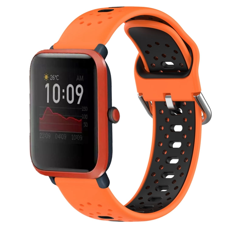For Amazfit Bip 1S 20mm Breathable Two-Color Silicone Watch Band(Orange+Black) -  by PMC TechLife | Online Shopping South Africa | PMC TechLife