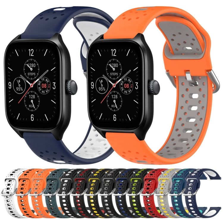 For Amazfit GTS 2E 20mm Breathable Two-Color Silicone Watch Band(Midnight Blue+White) -  by PMC TechLife | Online Shopping South Africa | PMC TechLife