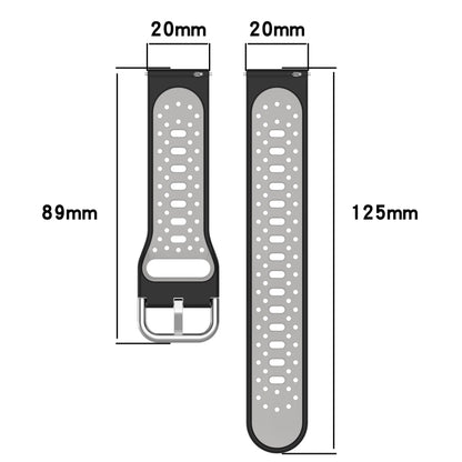 For Amazfit GTS 2 20mm Breathable Two-Color Silicone Watch Band(Black+Grey) - Watch Bands by PMC Jewellery | Online Shopping South Africa | PMC Jewellery