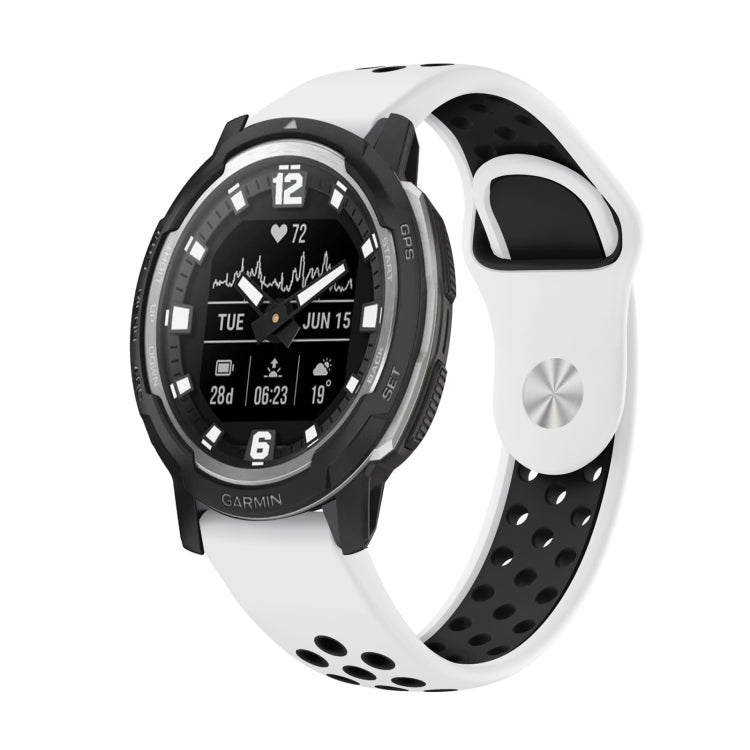 For Garmin Instinct Crossover 22mm Sports Breathable Silicone Watch Band(White+Black) -  by PMC TechLife | Online Shopping South Africa | PMC TechLife