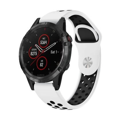 For Garmin Fenix 5 Plus 22mm Sports Breathable Silicone Watch Band(White+Black) -  by PMC Jewellery | Online Shopping South Africa | PMC Jewellery