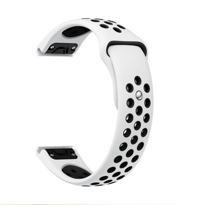 For Garmin Fenix 5 Plus 22mm Sports Breathable Silicone Watch Band(White+Black) -  by PMC Jewellery | Online Shopping South Africa | PMC Jewellery