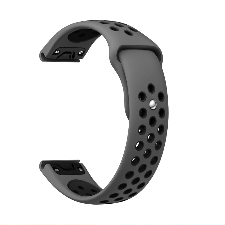 For Garmin Forerunner 955 22mm Sports Breathable Silicone Watch Band(Grey+Black) -  by PMC TechLife | Online Shopping South Africa | PMC TechLife