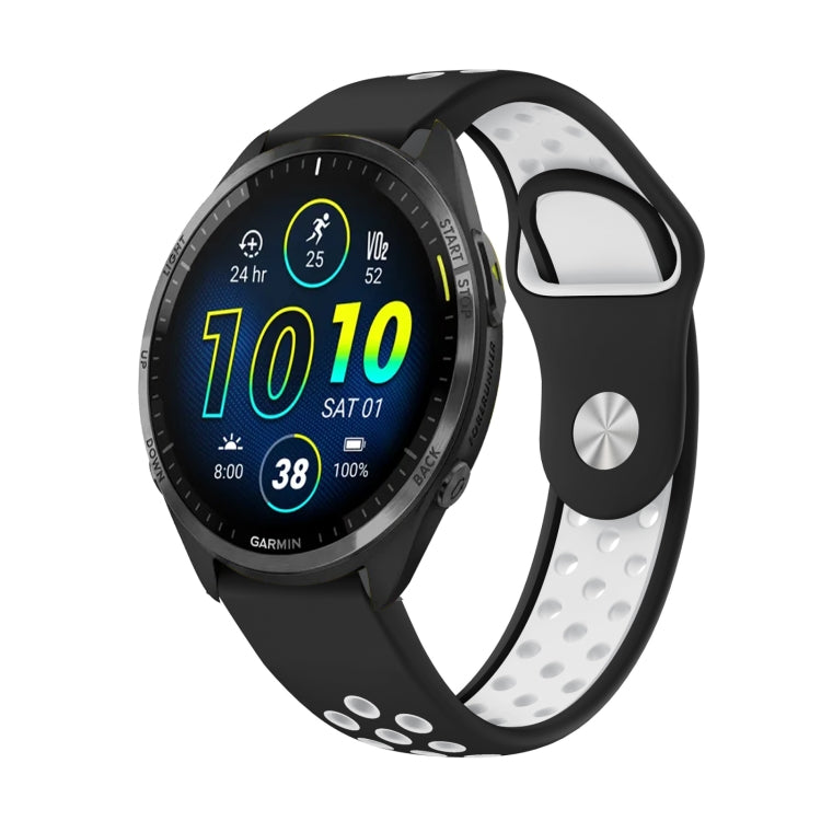 For Garmin Forerunner 965 22mm Sports Breathable Silicone Watch Band(Black+White) -  by PMC TechLife | Online Shopping South Africa | PMC TechLife