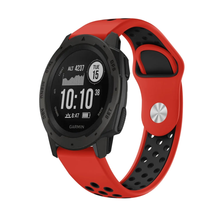 For Garmin Instinct 22mm Sports Breathable Silicone Watch Band(Red+Black) -  by PMC Jewellery | Online Shopping South Africa | PMC Jewellery