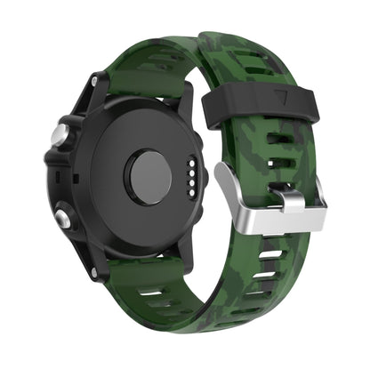 For Garmin Fenix 5X Sapphire 26mm Camouflage Printed Silicone Watch Band(Army Green+Army Camouflage) -  by PMC Jewellery | Online Shopping South Africa | PMC Jewellery